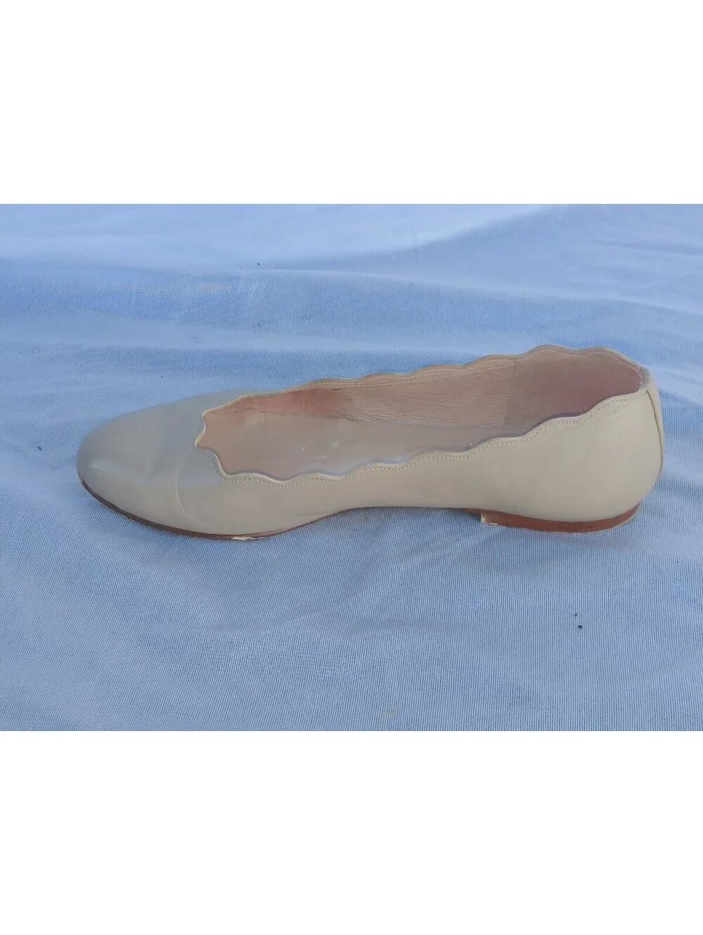 French Soles Leather Jigsaw Ballet Flat Round Toe Size 8